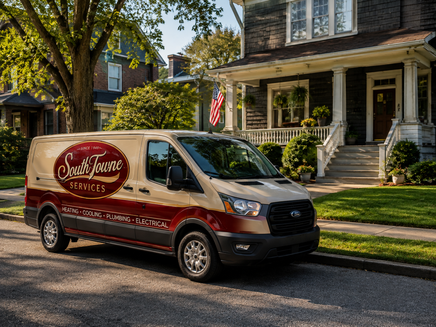 SouthTowne Services van parked at a Cincinnati home